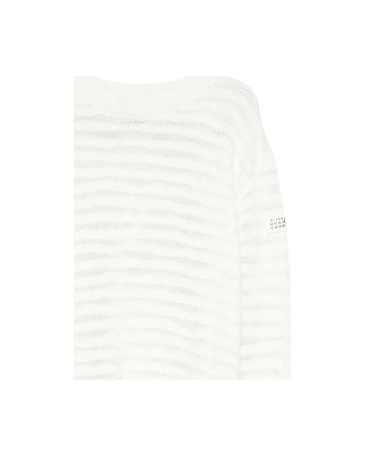 MM6 by Maison Margiela Round-Neck Knitwear in het White voor heren
