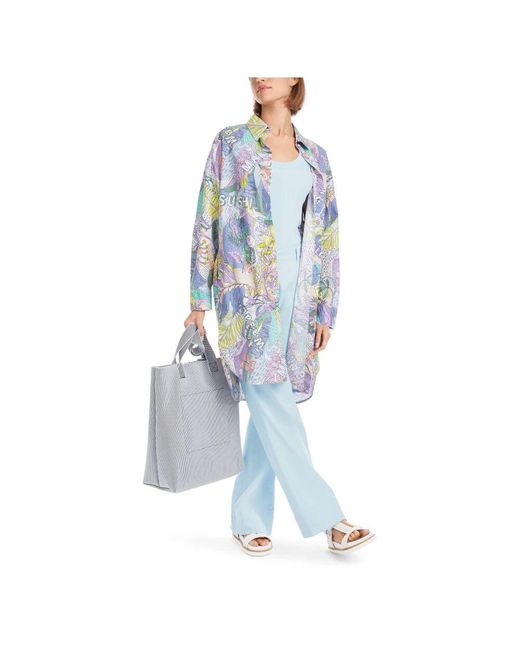 Marc Cain Blue Exotisches Sushi-Print-Hemd-Kleid