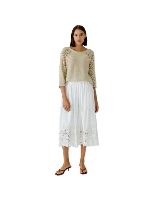 Ouí Eyelet Midi Rok in het White