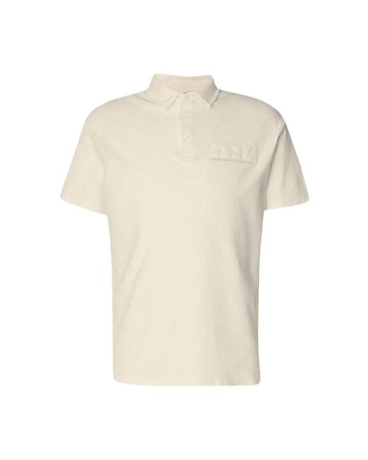 Armani Exchange Off white polo shirt 3dzfaa zjuaz in Natural für Herren