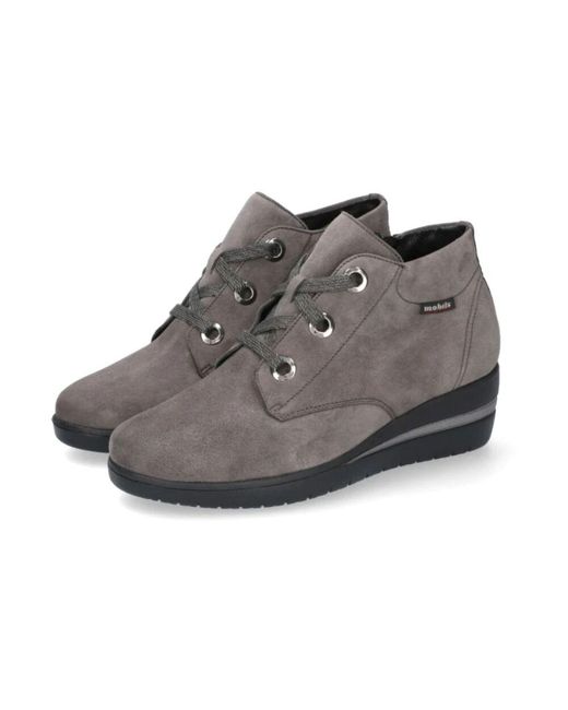 Mephisto Gray Grauer wildleder stiefelette - weite passform