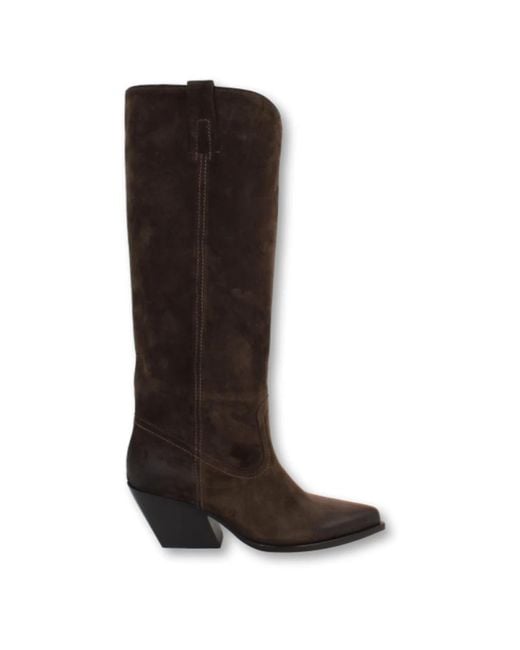 Elena Iachi Brown Cowboy & Biker Boots