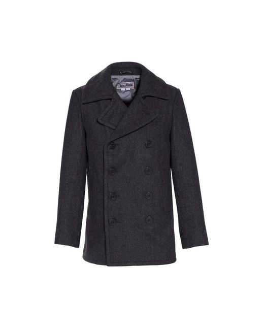 Schott Nyc Blue Double-Breasted Coats for men