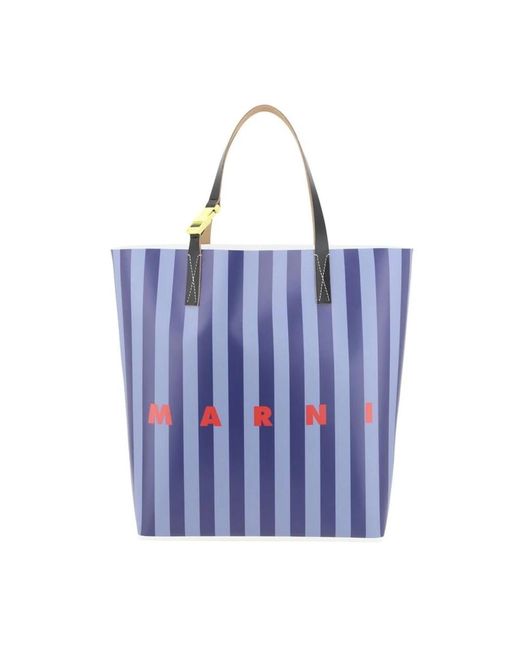 Marni Gestreept Geometrische Schoudertas in het Blue voor heren