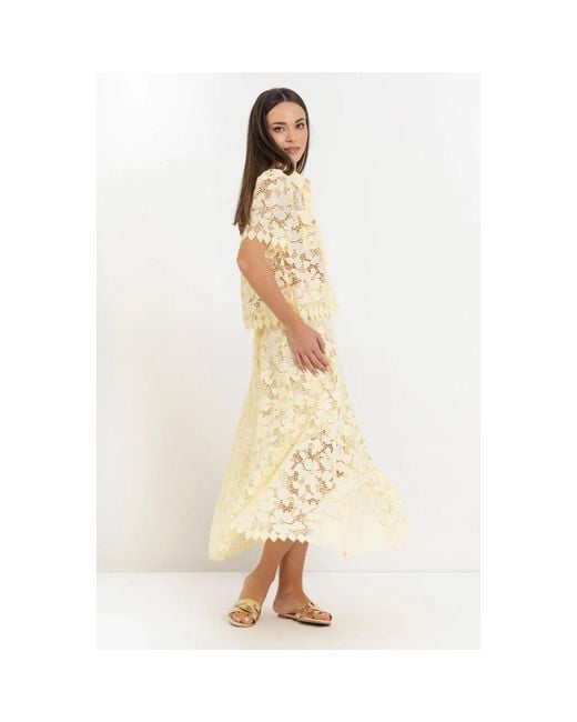 Midi Skirts Kocca de color Natural