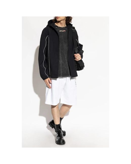 DIESEL Black Rain Jackets for men