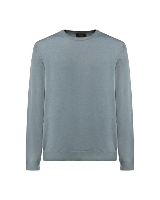 Zanone Blue Round-Neck Knitwear for men