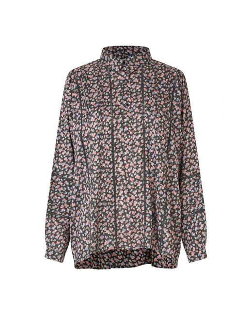 Lolly's Laundry Overhemden ,Veelkleurig ,Katoen Zwart Gewassen Shirt Ls Model in het Gray
