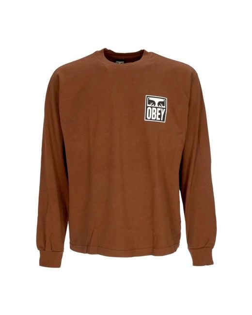 Obey Brown Long Sleeve Tops for men
