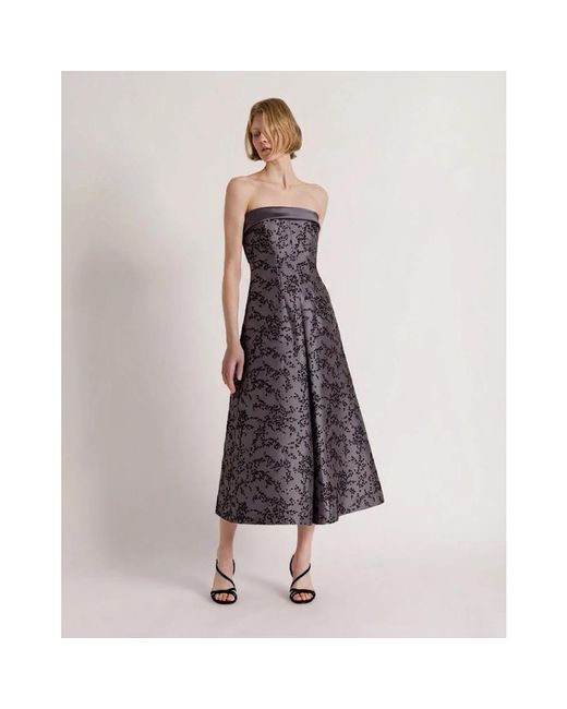 Alberta Ferretti Purple Sequin-Embellished Strapless Midi Dress