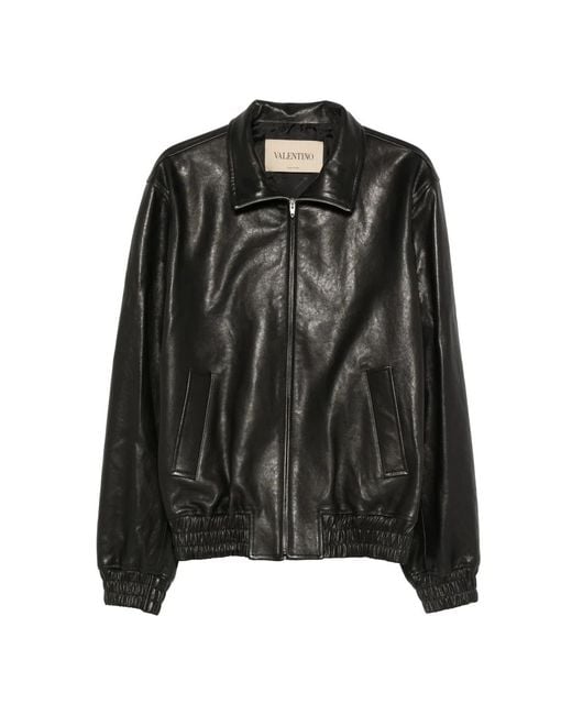 Valentino Black Leather Jackets for men