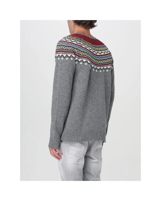 DSquared² Gray Round-Neck Knitwear for men