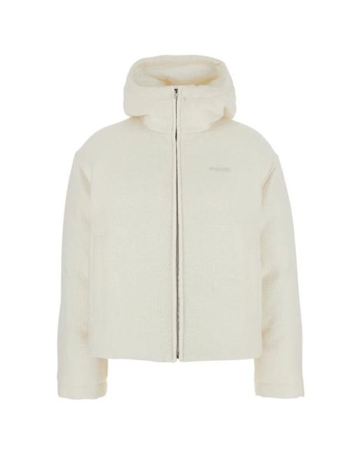 Gucci Jassen ,Wit ,Wol Wollen Bouclé Jas Met Logo in het Natural
