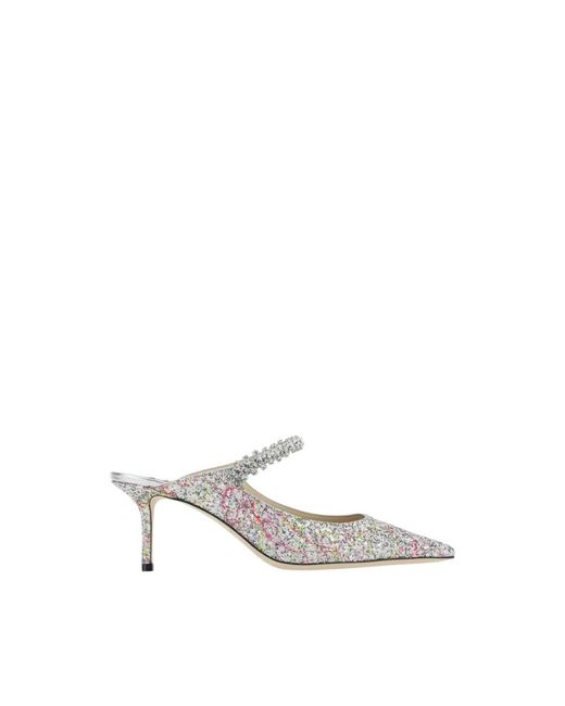 Jimmy Choo White Heeled Mules