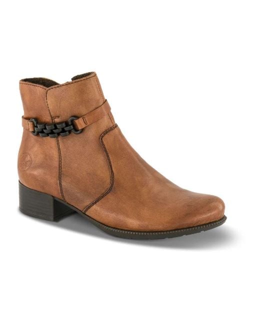 Rieker Brown Braune Lederstiefel Mit Reißverschluss
