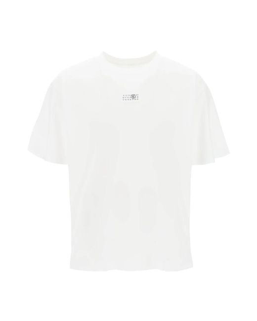 MM6 by Maison Martin Margiela T-shirt mit numerischem logoetikett und oversized-passform in White für Herren