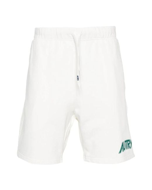 Autry Pile baumwolle kordelzug taille shorts in White für Herren