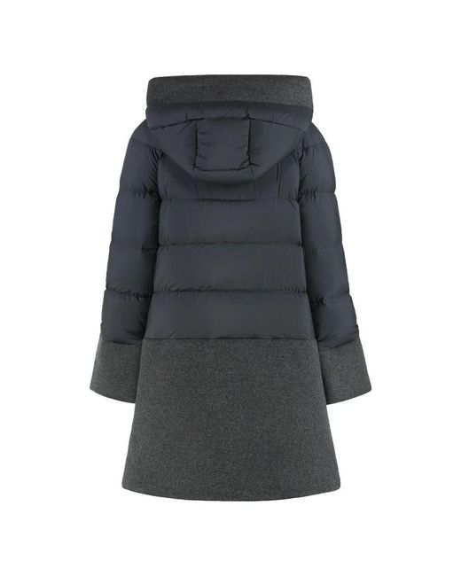 Moorer Gray Lange Daunenjacke Mit Kapuze Und Taschen