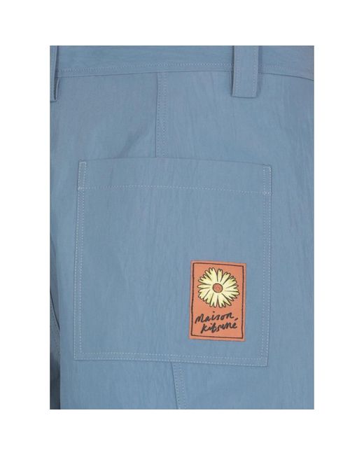 Maison Kitsuné Blaue baumwoll-bermuda-shorts hohe taille in Blue für Herren