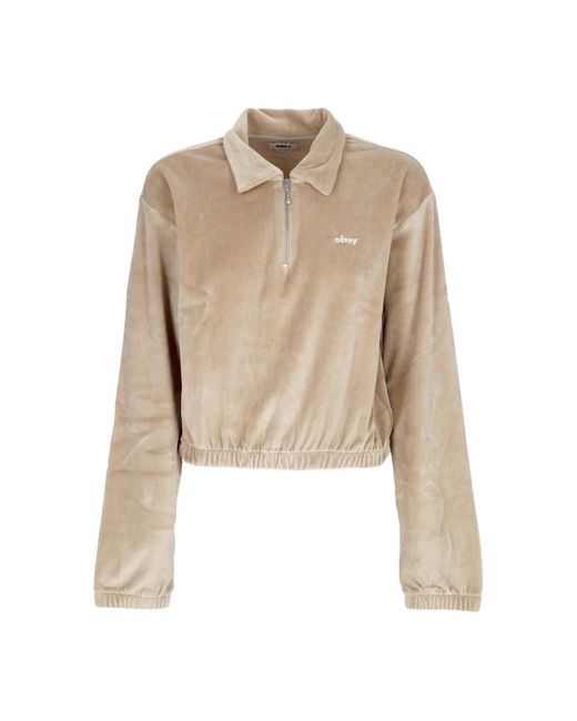 Obey Hoodies & Sweatvesten ,Katoen Chenille Sweatshirt Pullover Zilver Grijs in het Natural