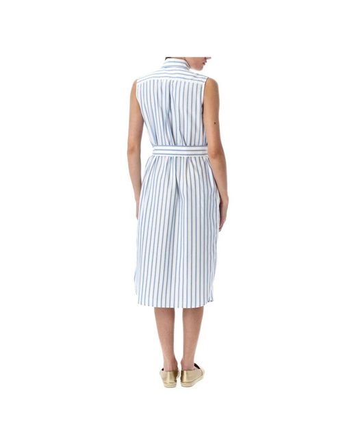 Ralph Lauren Blue Damenbekleidung Kleid Gestreift Blau Weiß Ss25
