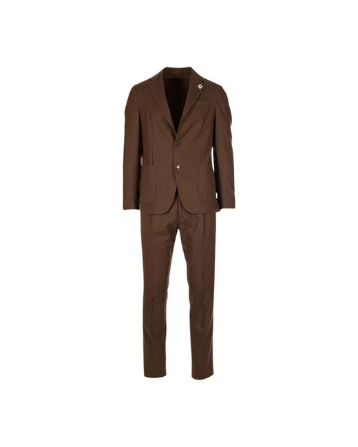 Lardini Stretch Wool Suit in het Brown voor heren
