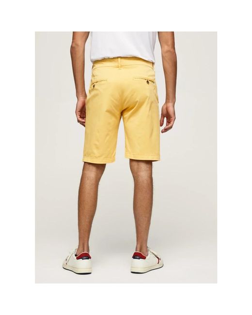 Pepe Jeans Stretch cotton chino bermuda shorts in Yellow für Herren
