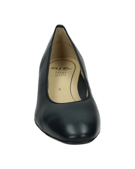 Ara Schoenen ,Blauw ,Leer Blauwe Leren Pumps Met Rubberen Zool in het Black