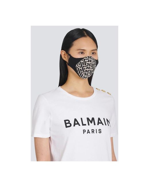 Balmain Black Baumwollmaske mit monogramm