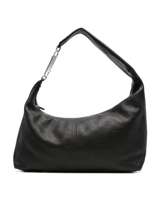 Rick Owens Zwarte Leren Top Handvat Tas in het Black