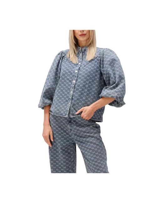 Minus Overhemden ,Blauw ,Katoen Mssienne Shirt in het Blue