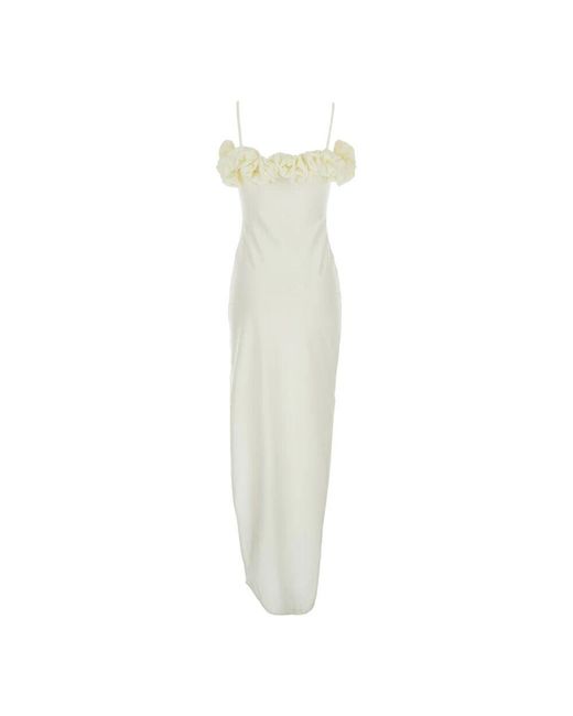 Coperni White Weiße ärmellose lange kleid mit gerüschtem detail