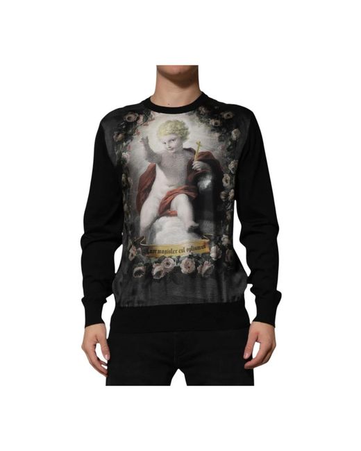 Dolce & Gabbana Black Cashmere Knitwear for men