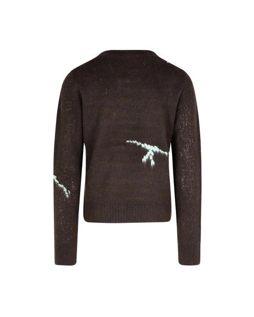 Dries Van Noten Bruine Alpaca Sweater Met Geborduurd Detail in het Black voor heren