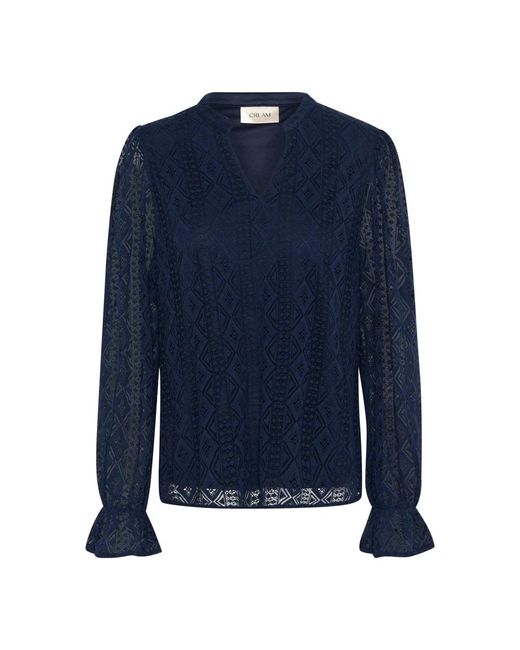 Cream Overhemden ,Blauw ,Polyester Kanten Blouse Blazer in het Blue