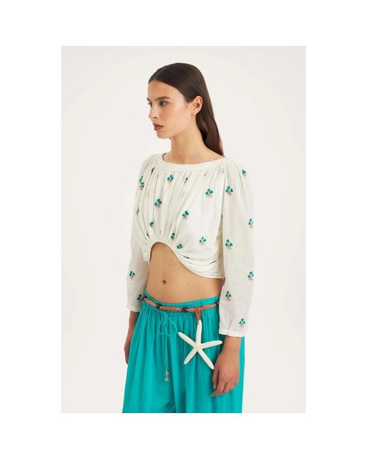 Blouses Antik Batik de color White