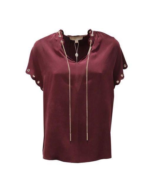 Michael Kors Overhemden ,Rood ,Zijden Blouse in het Red