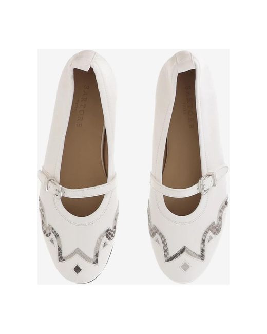 Sartore White Ballerinas