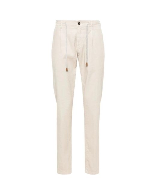 Eleventy Natural Slim-Fit Trousers for men