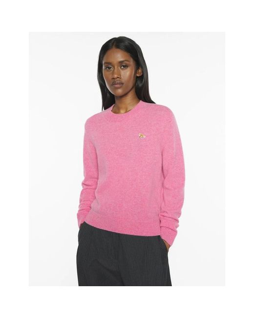 Maison Kitsuné Pink Round-Neck Knitwear