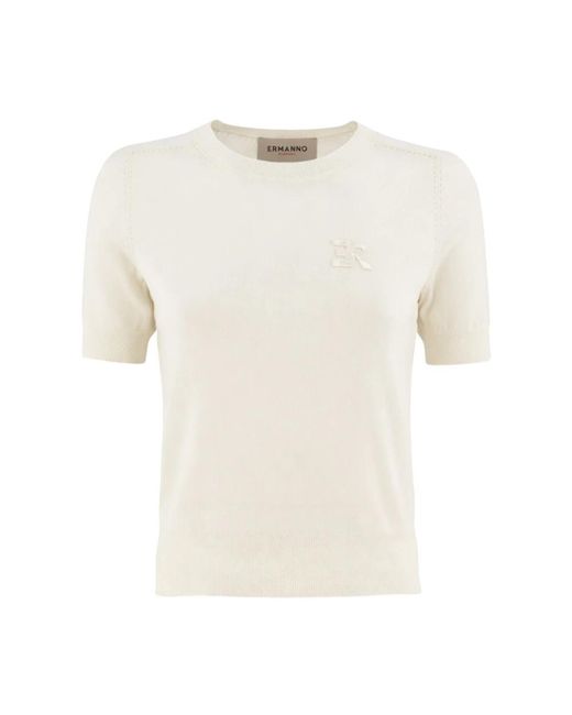 Ermanno Scervino White Round-Neck Knitwear