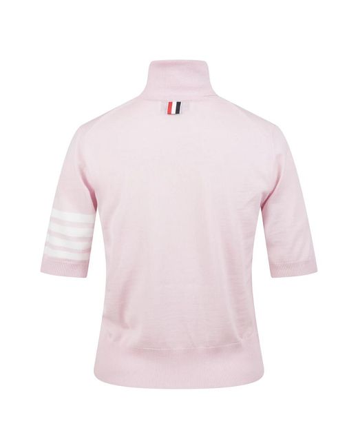 Thom Browne Truien & Vesten ,Roze ,Wol Trui Met Korte Mouwen Van Wolmix in het Pink