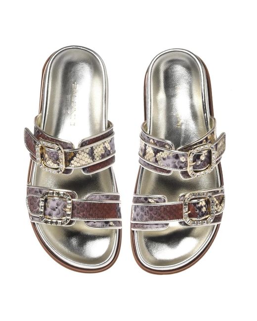 Baldinini Brown Python Print Mule