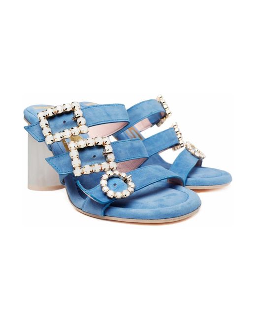 Ras Blue Heeled Mules