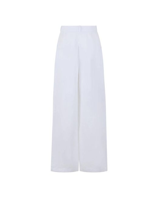 120% Lino White Wide Trousers