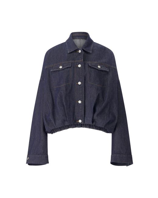 Dries Van Noten Jassen ,Blauw ,Denim Balloon Denim Jacket in het Blue