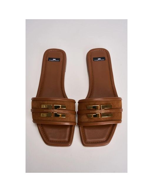 Elisabetta Franchi Brown Sliders