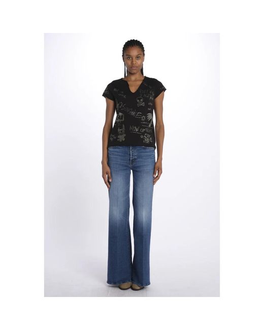 Zadig & Voltaire Black Schwarze T-Shirts Und Polos Mit Strass
