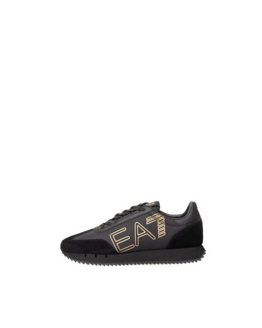 EA7 Schoenen ,Zwart ,Leer Flat Sneakers in het Black voor heren