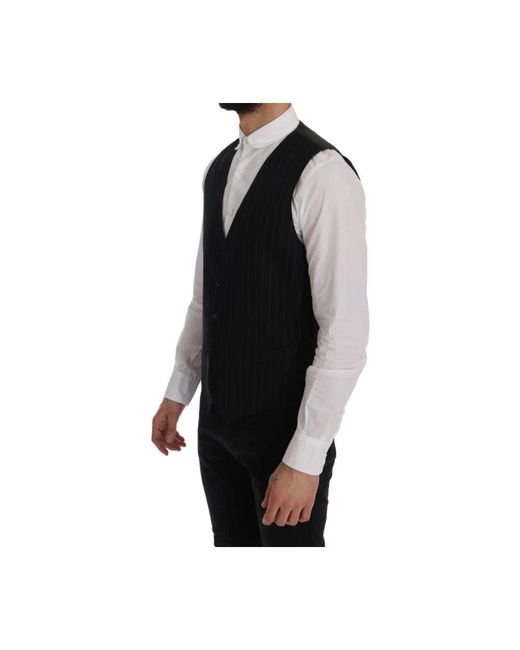 Dolce & Gabbana Black Suit Vests for men
